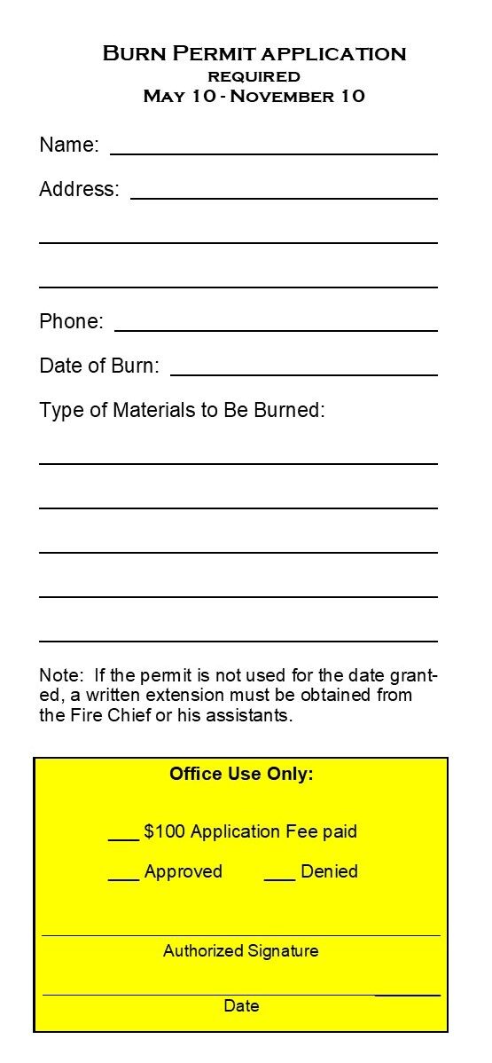 Grangeville Burn Permit Application